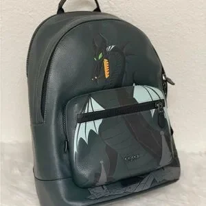 Disney X Coach West Backpack With Maleficent Dragon Motif CC043 NWT Pine Green Coach | Bags | Nwt Disney X Coach West Backpack Leather  main image 3